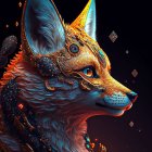 Detailed Robotic Dog Head with Orange Accents and Glowing Elements