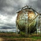 Large Spherical Industrial Structure with Metallic Surface