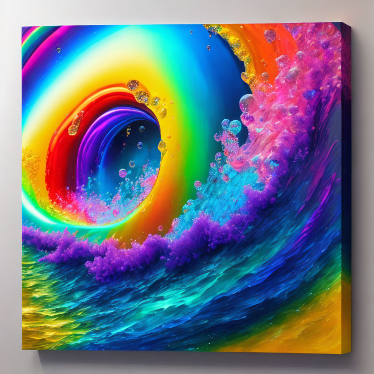 Colorful Psychedelic Swirl Wave Canvas Print