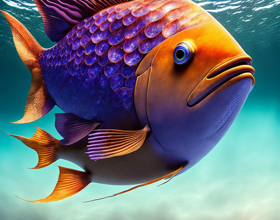 Colorful Fish Artwork with Detailed Scales and Fins