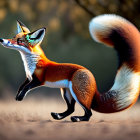 Red Fox Mid-Stride in Forest Setting