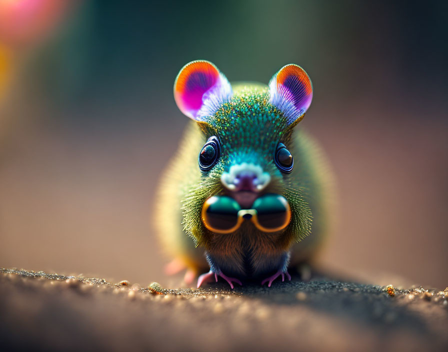 Colorful whimsical creature with vibrant fur and expressive eyes