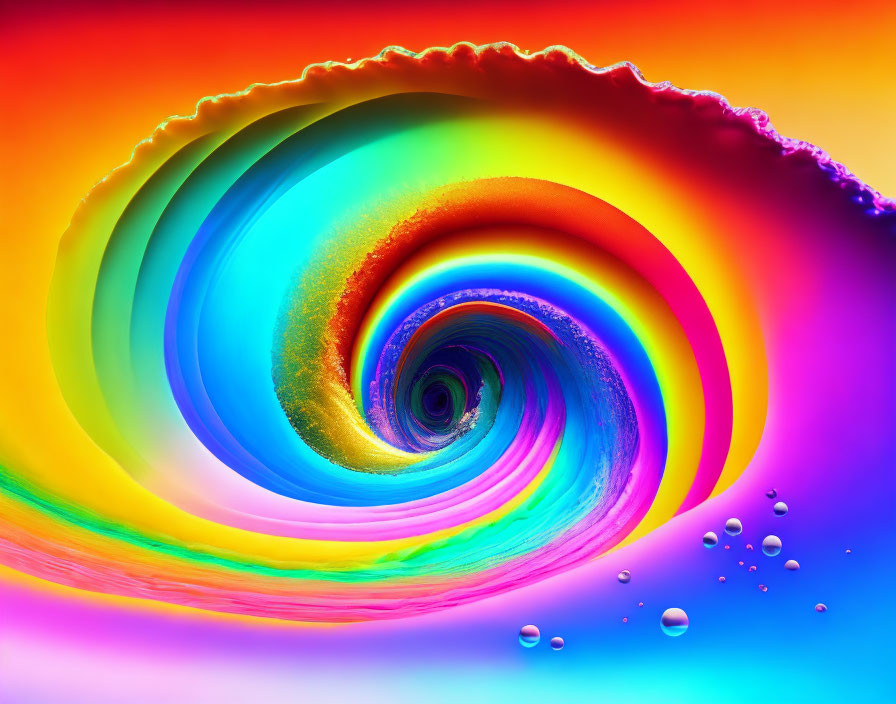 Colorful swirling vortex digital artwork with glossy liquid texture