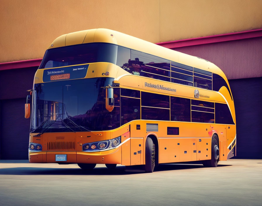 Yellow Double-Decker Bus with Sleek Design and Tinted Windows