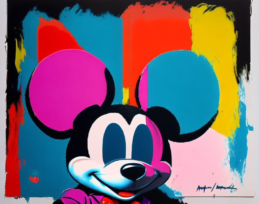 Vibrant Contemporary Mickey Mouse Artwork with Colorful Background