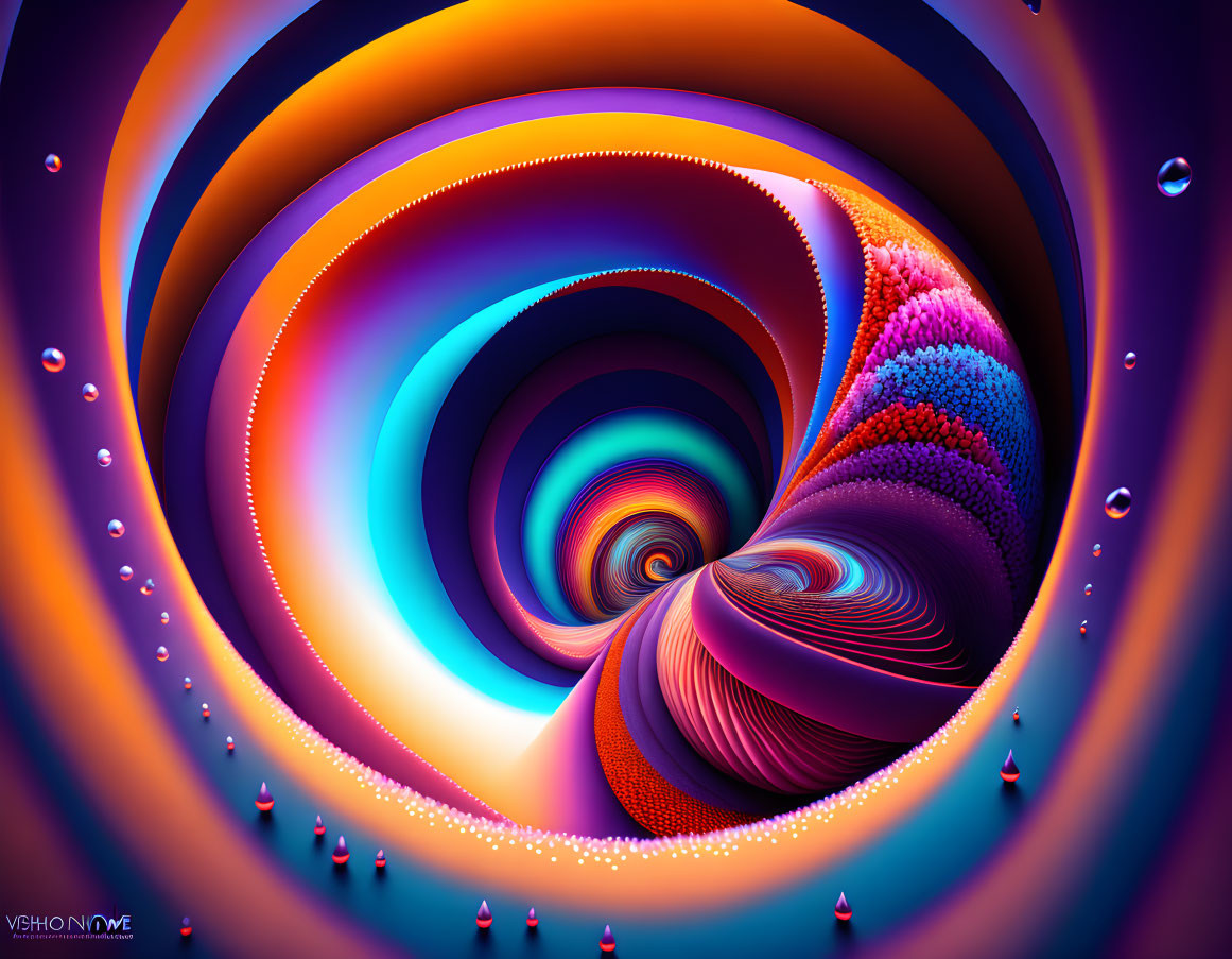 Colorful Swirling Psychedelic Digital Art in Blues, Purples, and Oranges