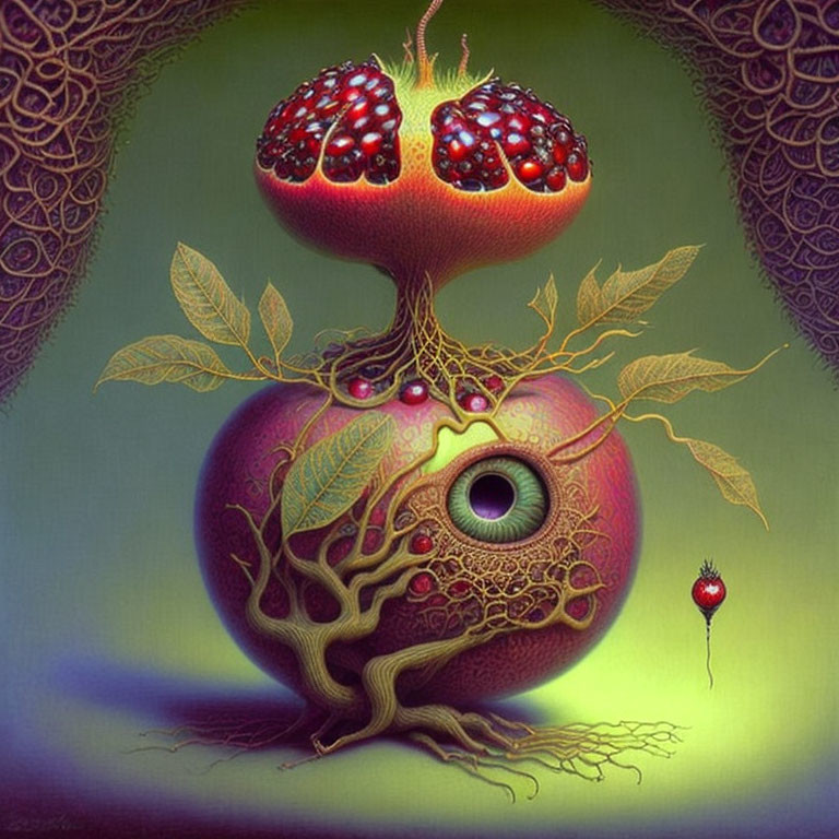 Surreal Artwork: Apple and Pomegranate with Human Features