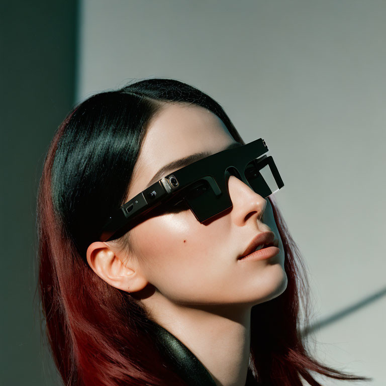 Dark-Haired Woman in Modern Oversized Square Sunglasses