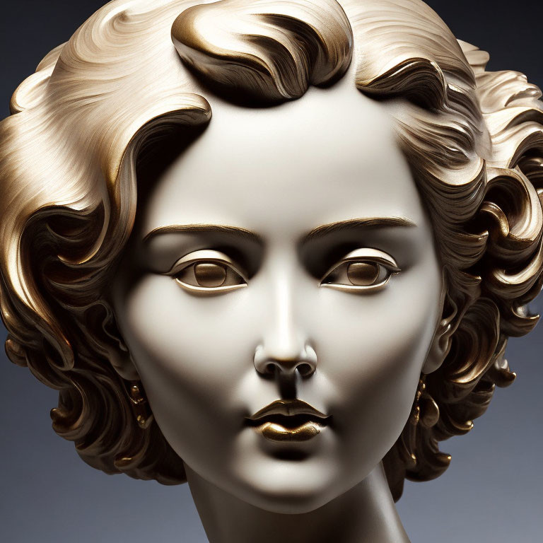 Monochromatic Bust of Woman with Gold and Cream Tones