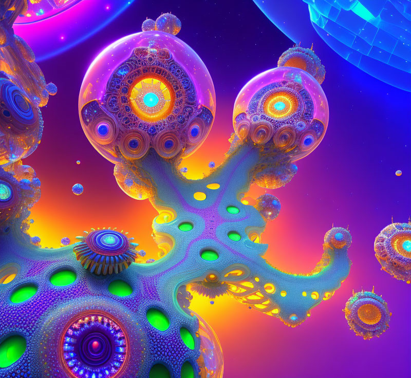 Surreal Landscape with Colorful Organic Structures