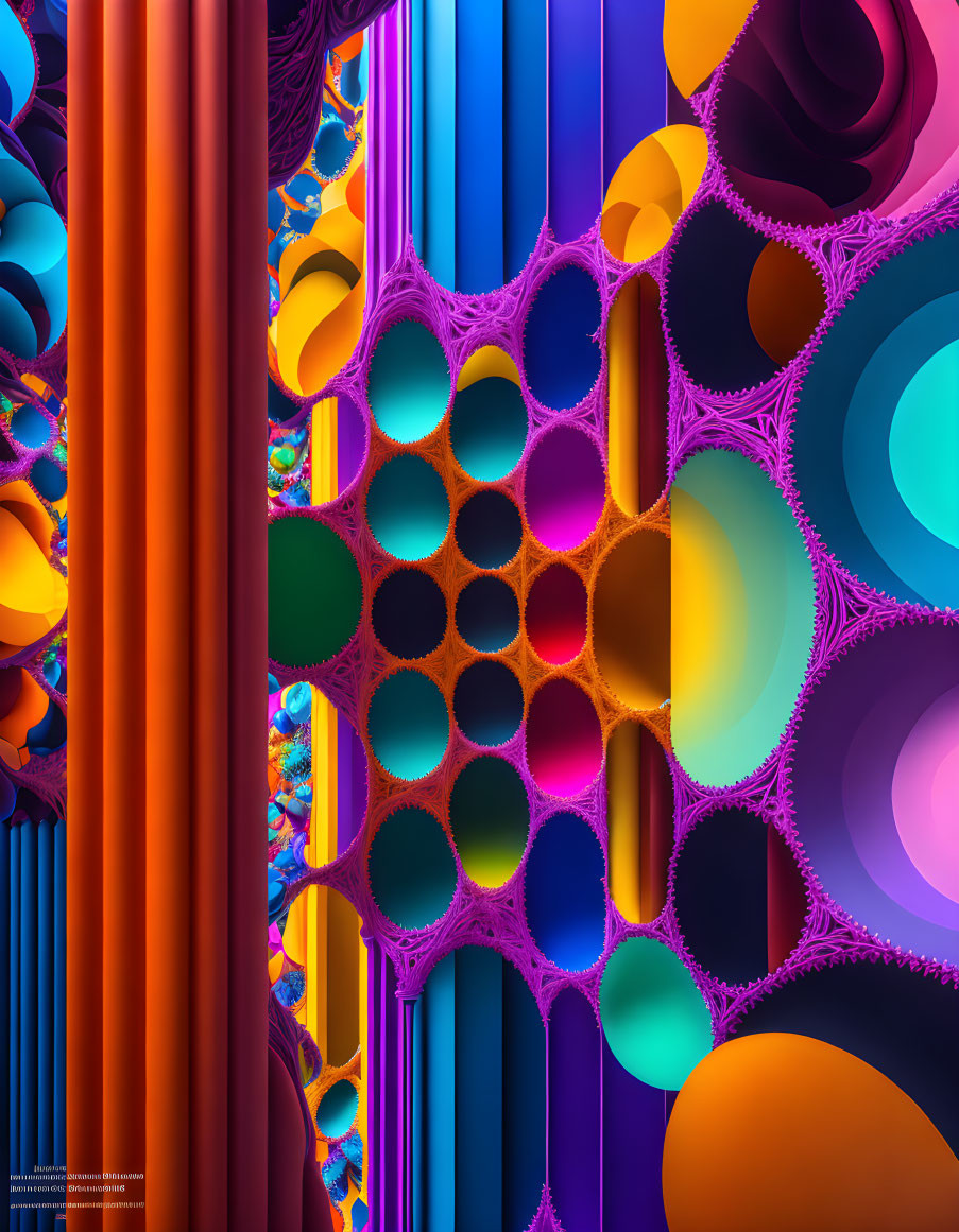 Colorful Abstract Art with Geometric Shapes and Cylindrical Forms