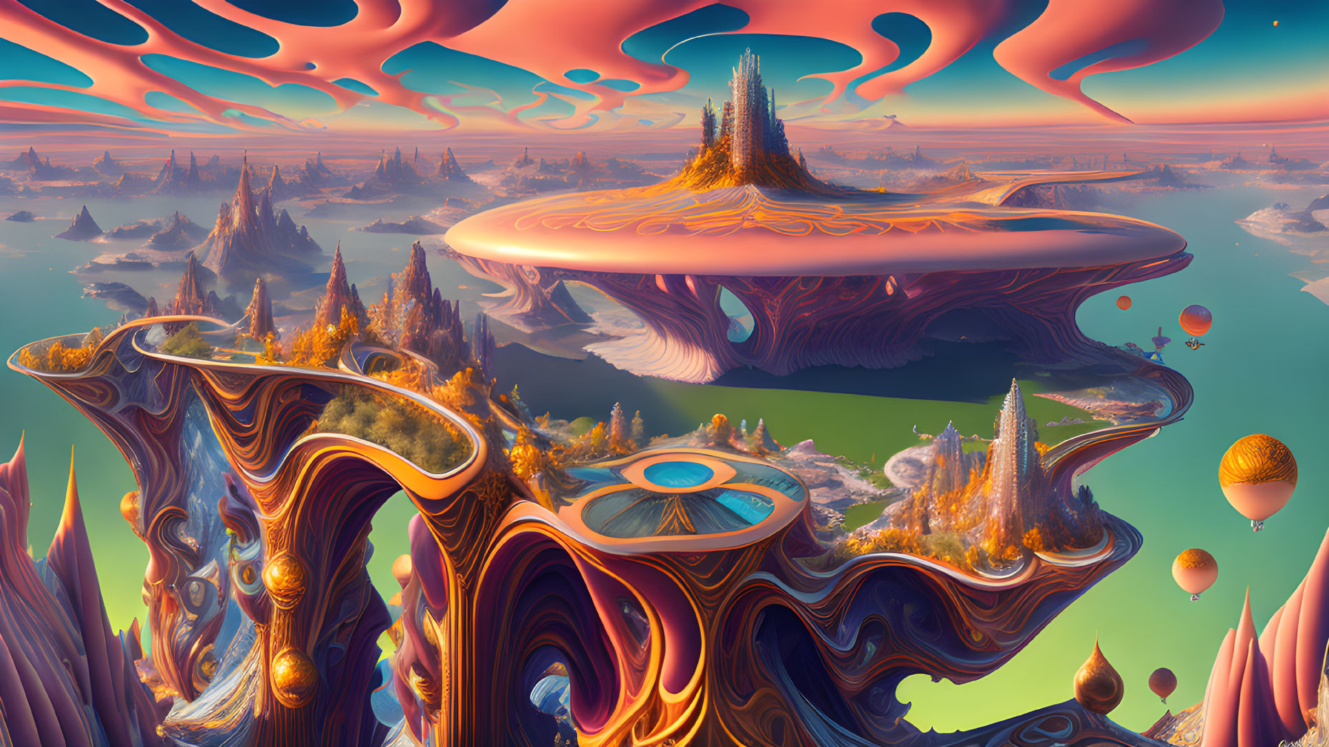 Surreal Landscape with Vibrant Colors and Formations