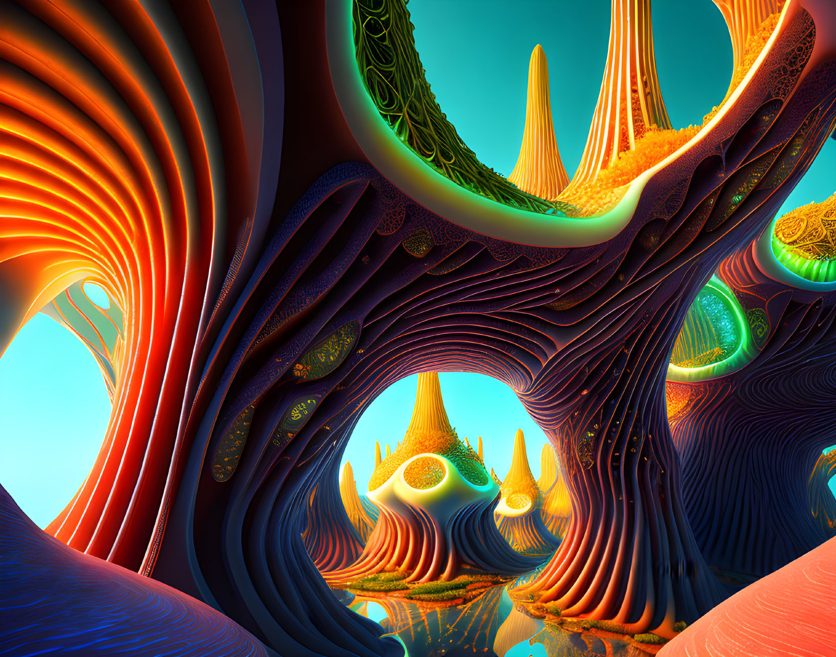 Colorful Abstract Fractal Art with Swirling Structures