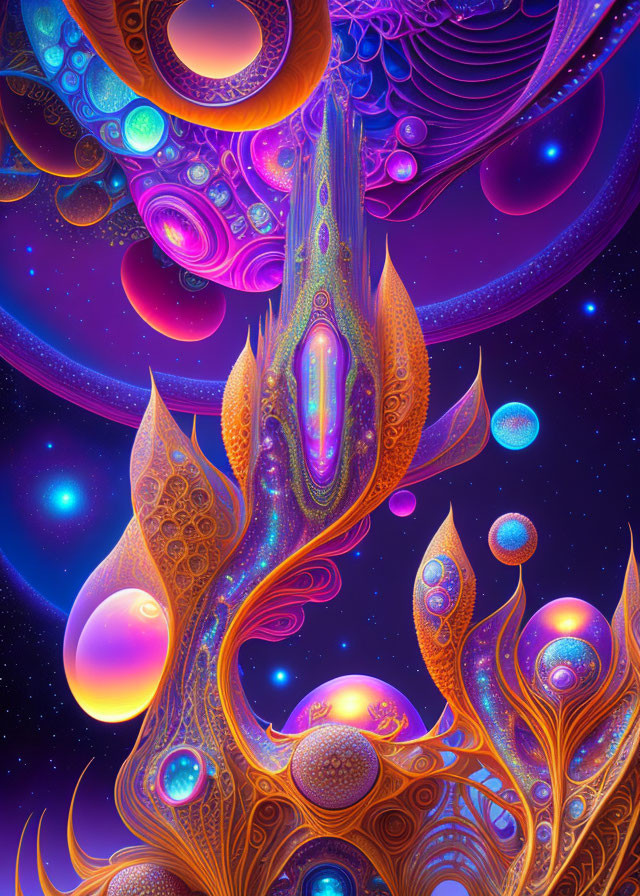 Colorful Psychedelic Digital Artwork of Cosmic Scene