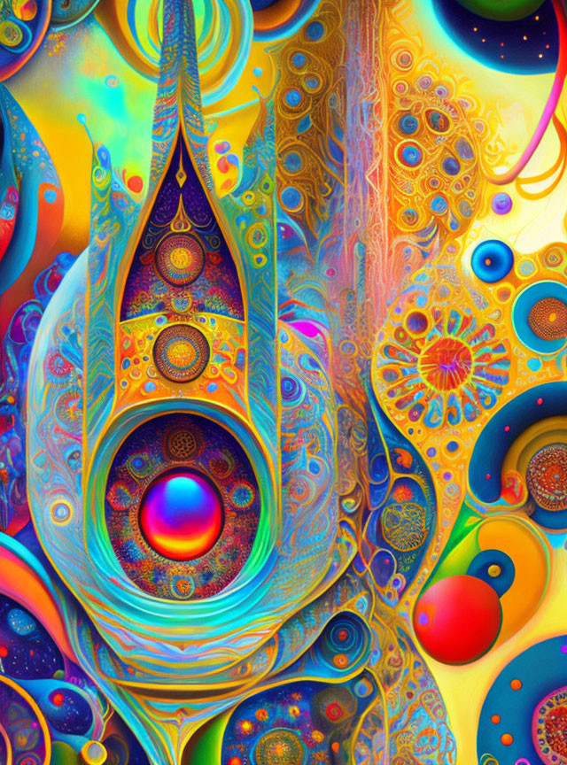 Colorful Abstract Digital Artwork with Intricate Patterns
