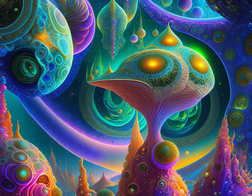 Surreal Landscape with Vibrant Colors and Patterns