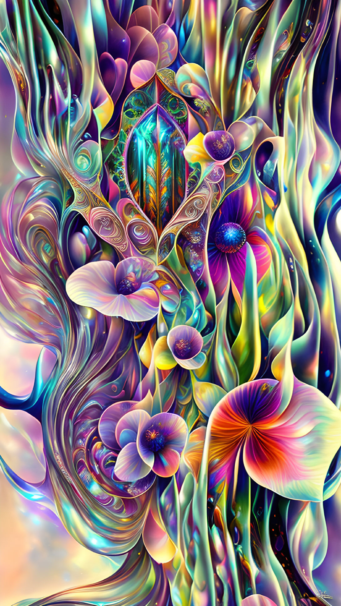 Vibrant Abstract Composition with Swirling Colors