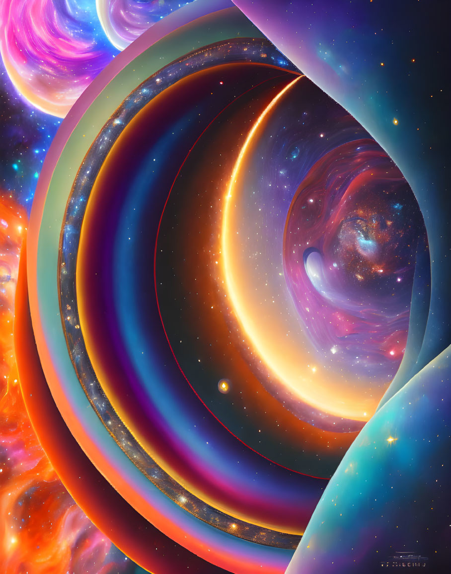 Colorful Abstract Spiral of Cosmic Space Elements