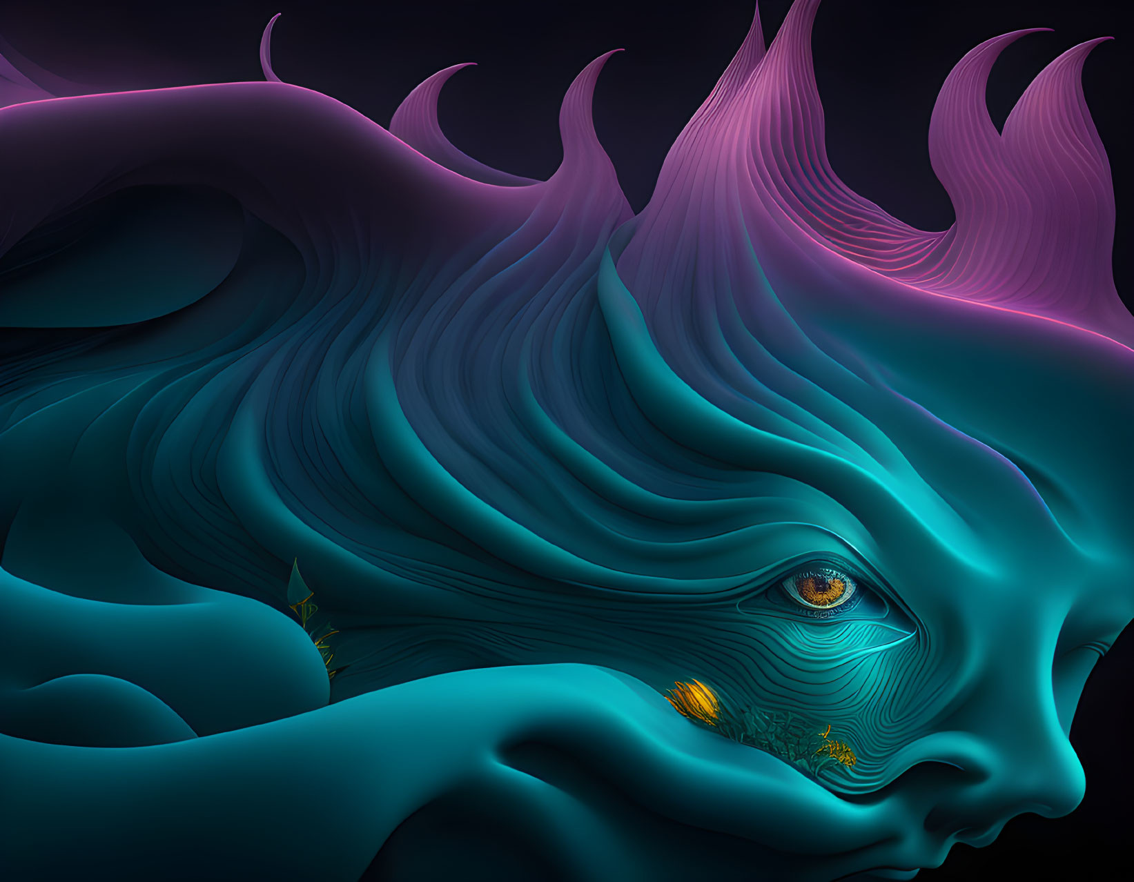 Abstract Ethereal Creature in Teal and Purple Hues