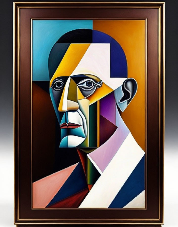 Colorful Cubist-Style Portrait of a Man with Geometric Shapes