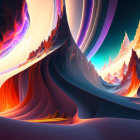 Vibrant surreal landscape with swirling colors and cosmic sky