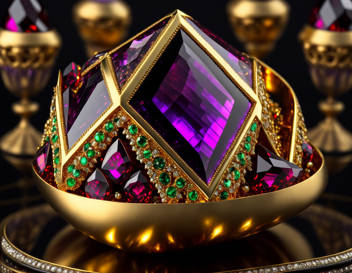 Royal crown with purple, red, and green gems & gold details