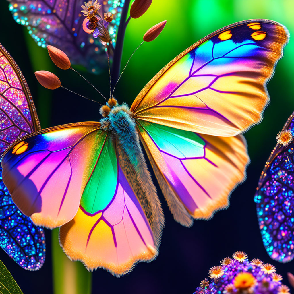 Colorful Butterfly Perched on Flower in Lush Setting