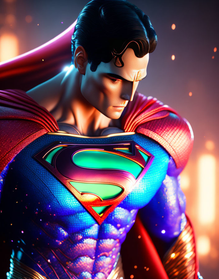 Detailed Superman digital art with glowing backdrop