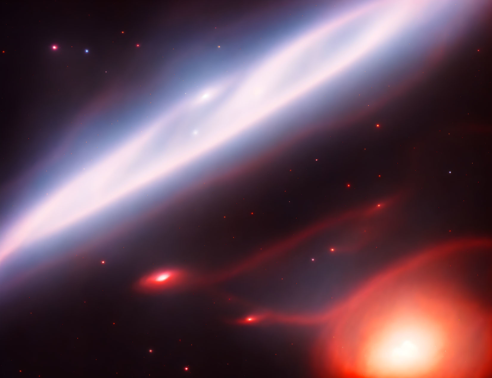 Bright Spiral Galaxy Tilted in Red Space