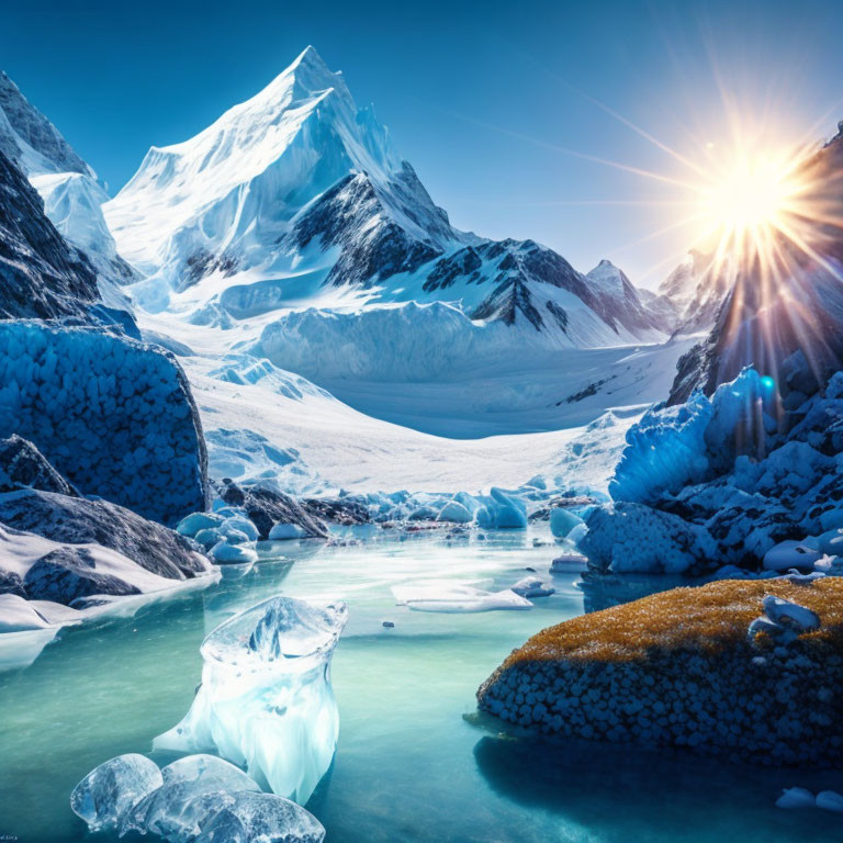 Vivid Blue Sky Over Glacial Landscape