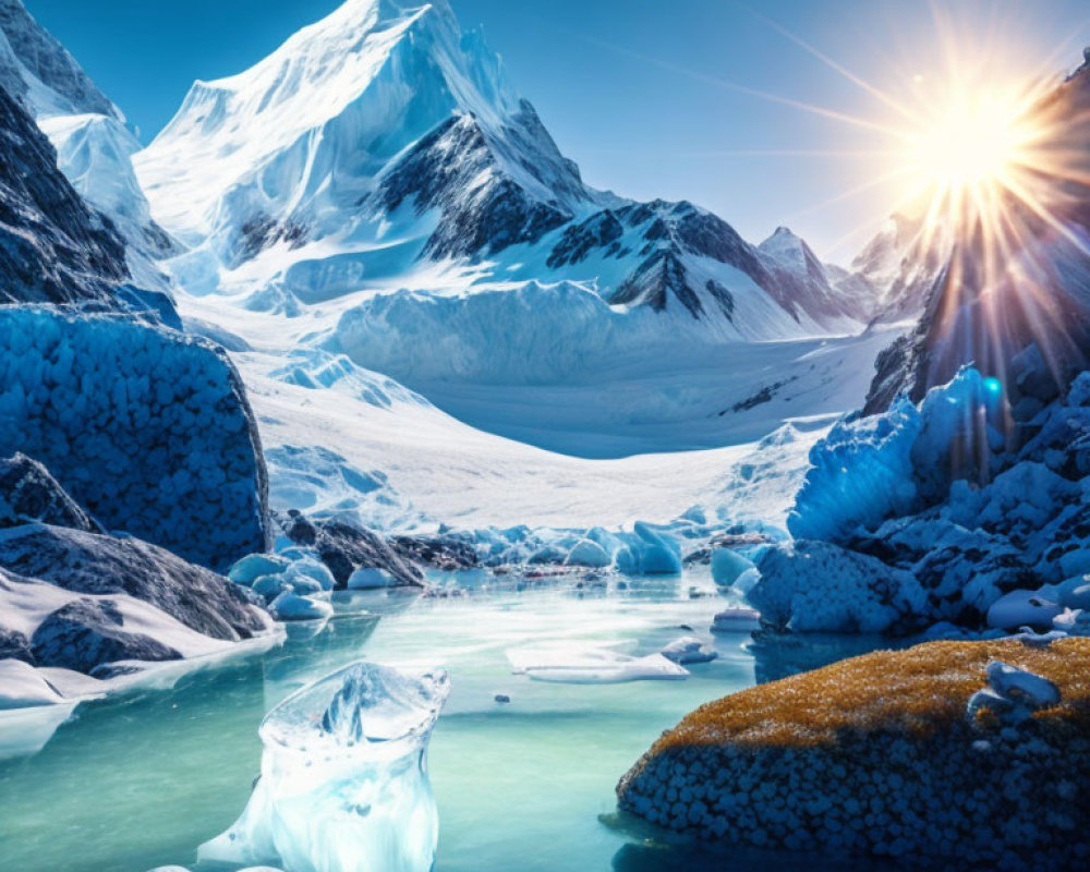 Vivid Blue Sky Over Glacial Landscape