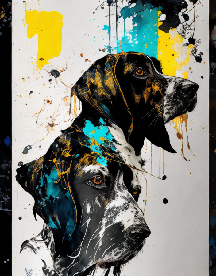 Abstract Dog Face Art with Layered Expressive Strokes