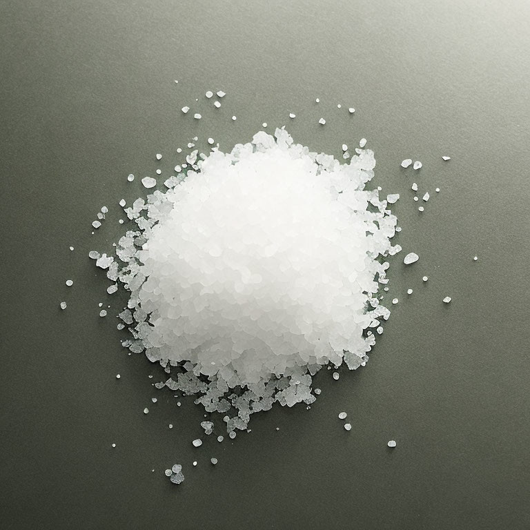 White Sea Salt Pile on Dark Grey Background