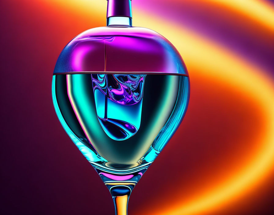 Colorful Abstract Art: Glass-like Structure on Orange and Purple Background