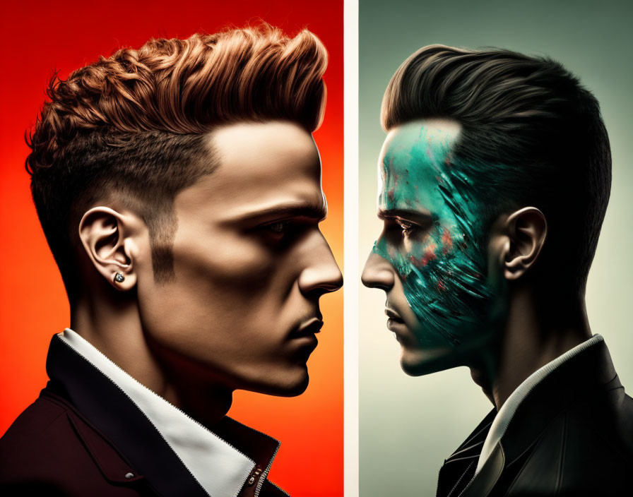 Profile Portraits: Clean vs. Colorful Paint Streaks