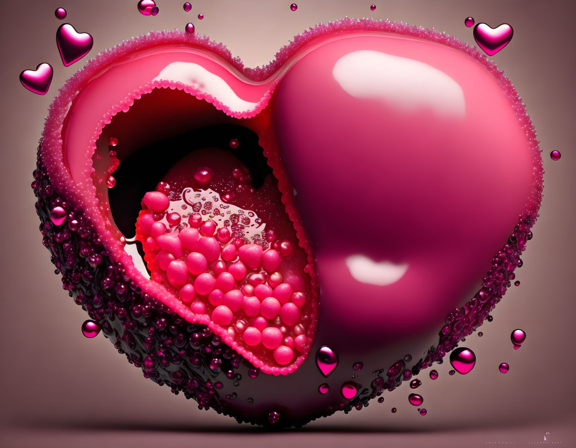 Colorful Heart-Shaped 3D Illustration with Glossy Surface