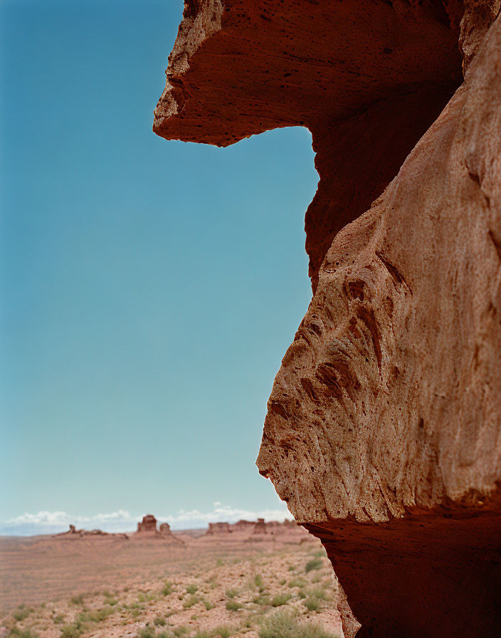 Unique Silhouette of Rock Formation in Desert Landscape