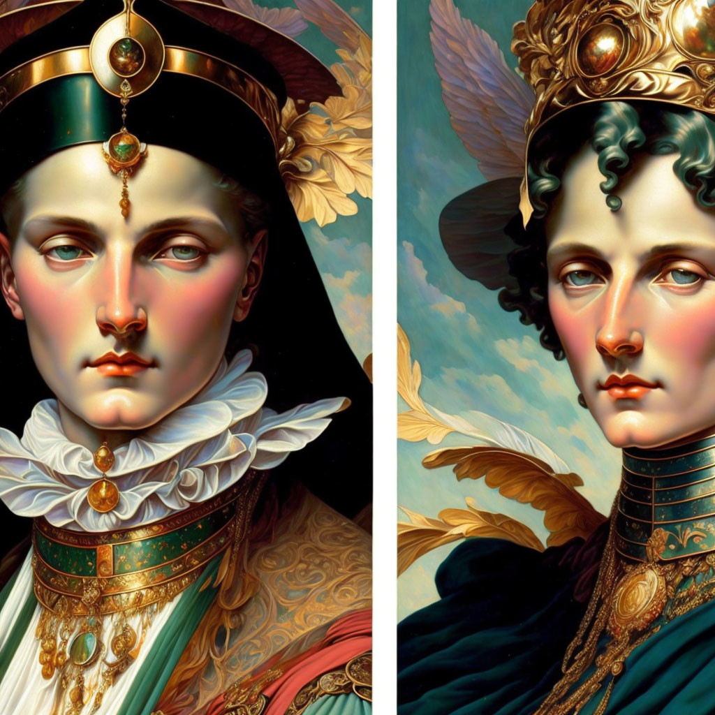 Regal Figure Portrait Comparison in Warm and Cool Tones