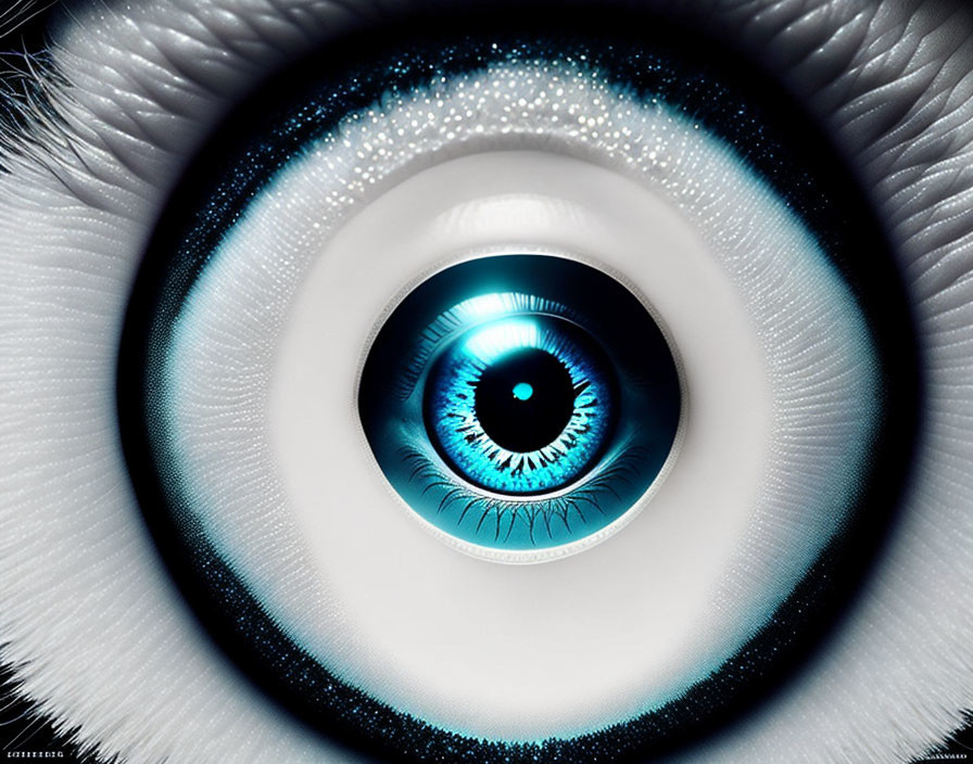 Detailed Bright Blue Human Eye with Dilated Pupil and Iris Textures