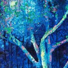 Colorful Enchanted Forest Artwork with Glowing Trees