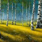 Colorful Stylized Painting: Aspen Forest with Vibrant Underbrush