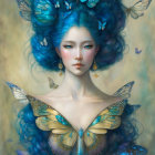 Fantasy Artwork: Woman with Butterfly Wings and Butterflies