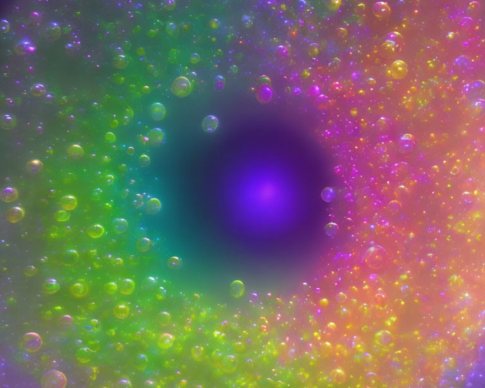 Colorful Bubbles on Gradient Background: Purple, Green, Yellow, Pink