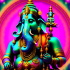 Colorful Lord Ganesha Illustration on Purple Background