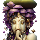 Colorful Illustration of Hindu Deity Ganesha with Intricate Patterns