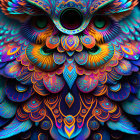 Symmetrical abstract face with vibrant fractal patterns