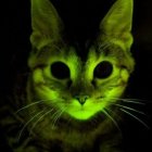 Mystical girl with glowing green eyes and neon highlights