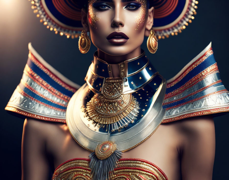 Elaborate Gold and Multicolored Fashion Portrait