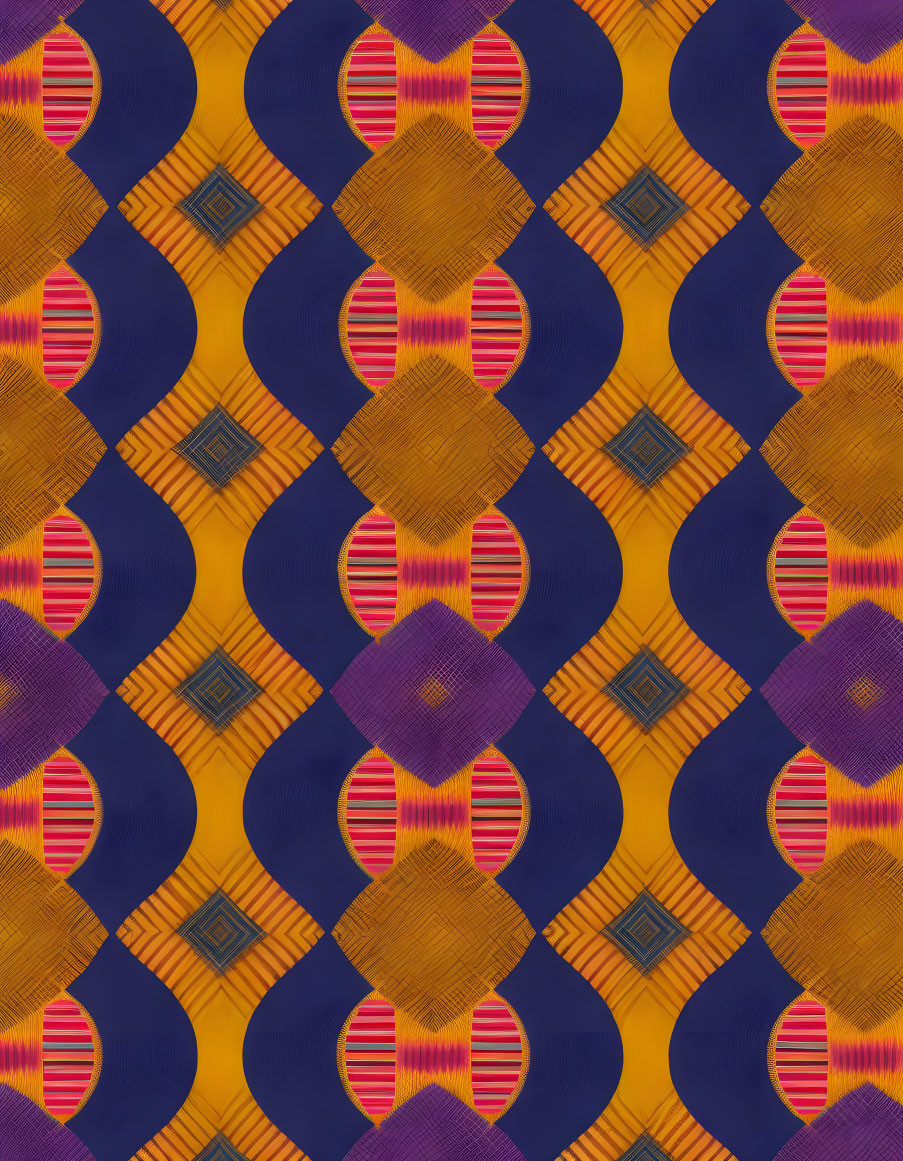 Colorful Geometric Pattern with Purple, Orange, and Blue Abstract Shapes