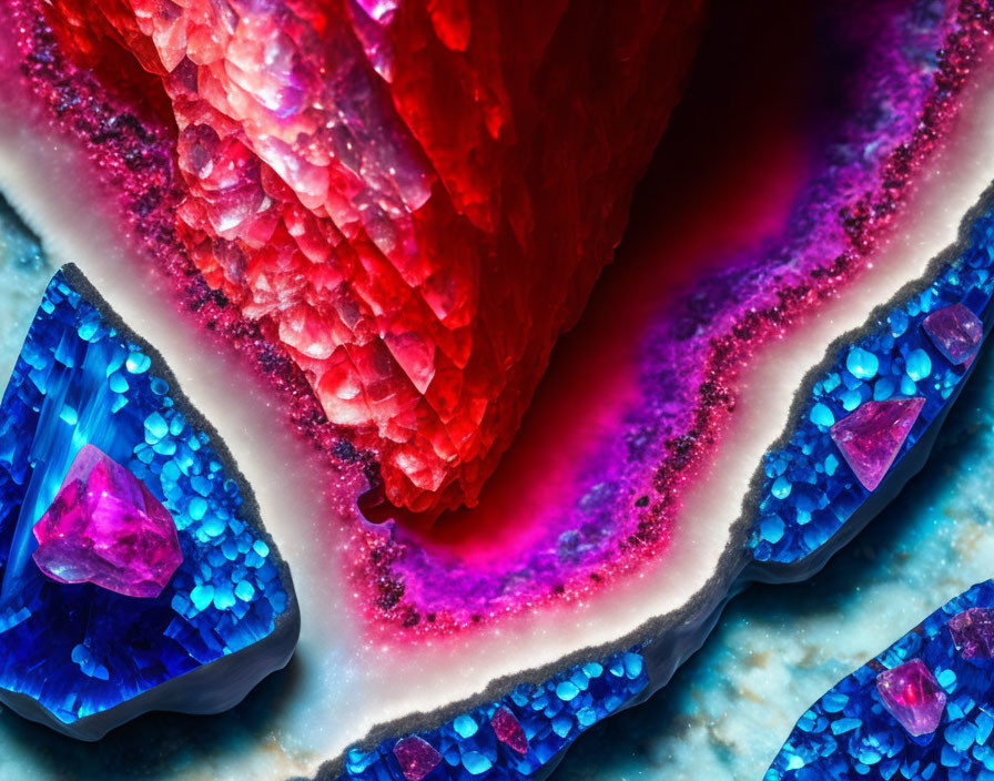 Vibrant Pink and Blue Crystal Geode Macro Shot